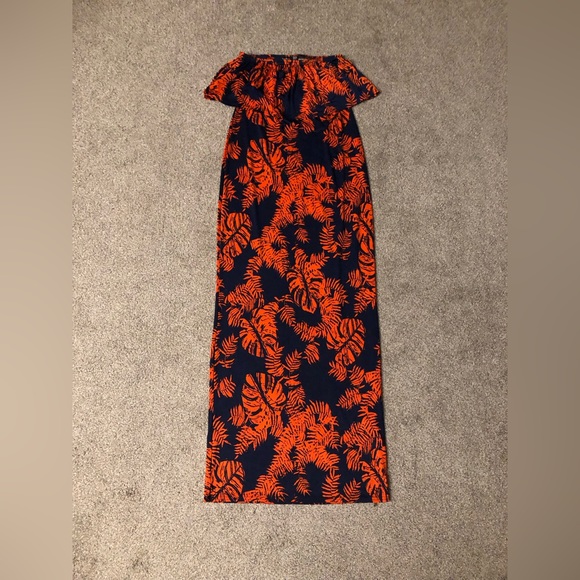 BOOHOO Tropical themed Palm Leaf Stretchy dress 8 Maxi party boho casual summer - Picture 11 of 13